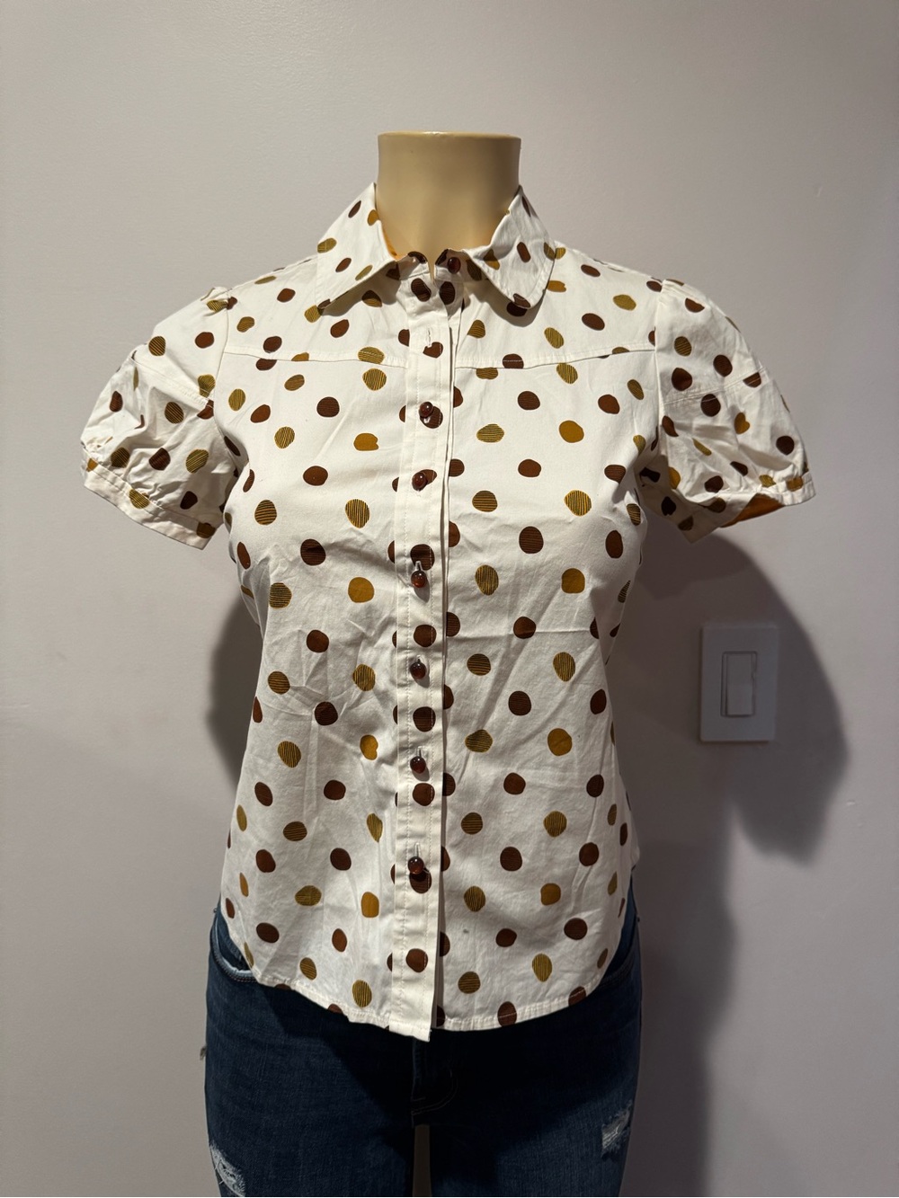 Odille (Anthropologie) Polka Dot Blouse - Size 2 - Retro/Cottagecore - Picture 4 of 9